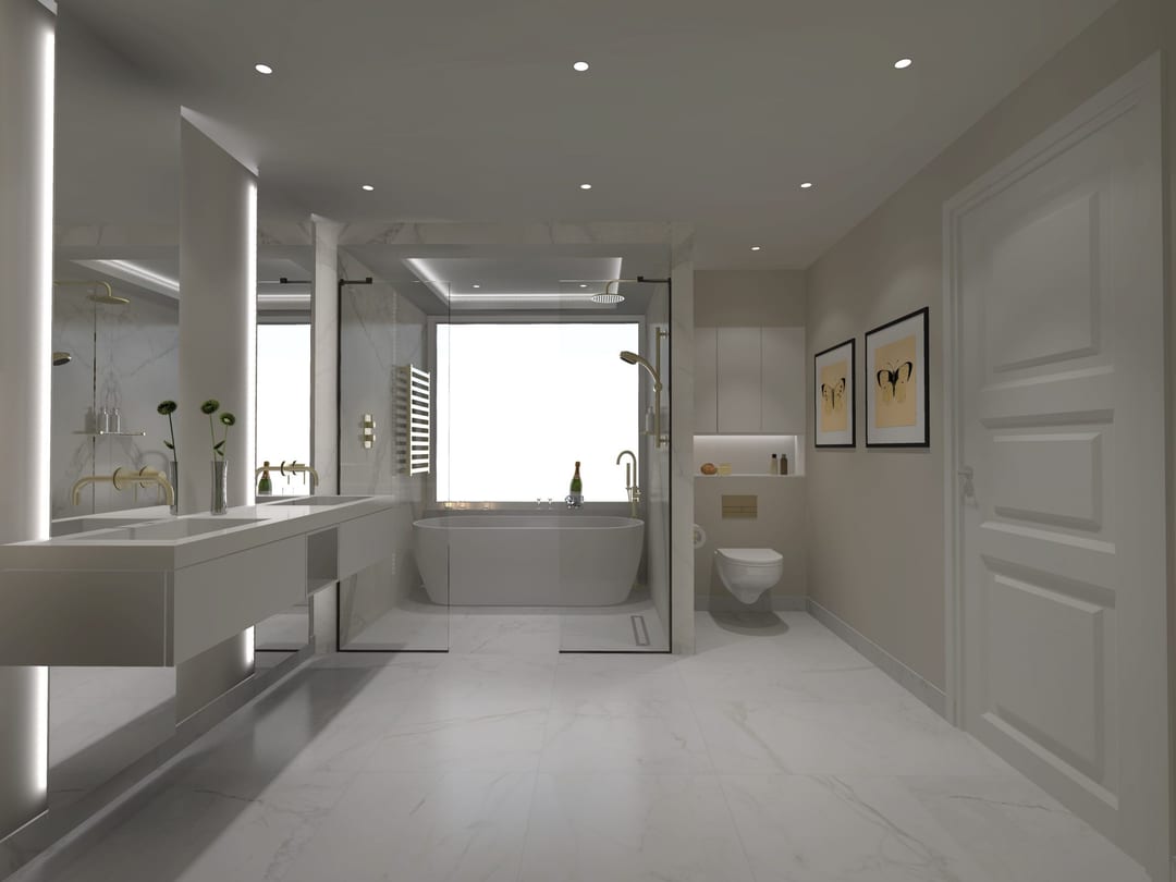 En-suite bathroom with a double vanity and walk-in shower